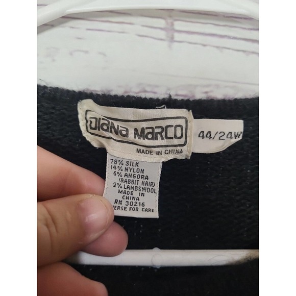 Diana Marco Black Embellished Sequin Knit Stretch Pullover Sweater Womans SZ 24W - Picture 4 of 4